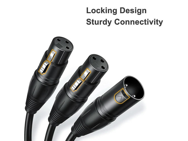 XLR Y-Splitter Cable, XLR Male to Dual XLR Female Mic Combiner Y Cord Balanced Microphone Adaptor Patch Cable - 50cm