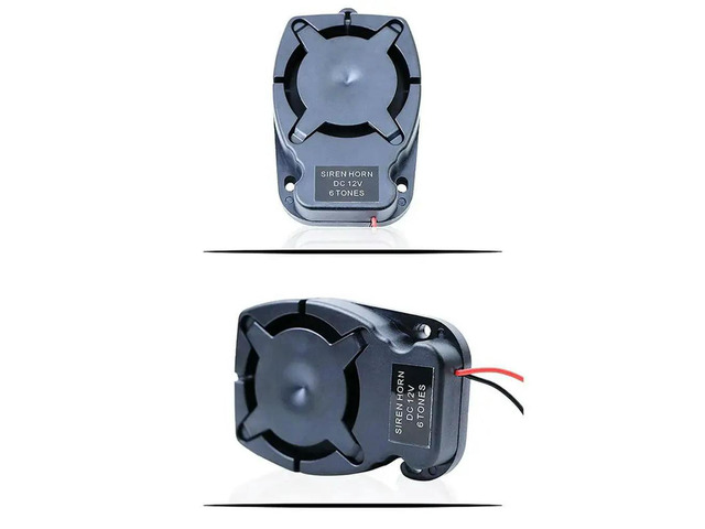 Alarm Horn Siren Buzzer 12V Six-Tone 110 Points Small Size and Easy to Install High Decibel Flat Body Small Siren Horn