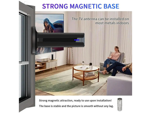 6000 Miles 25DBI Digital Antenna for TV Indoor with -Stick Base, 360°&Long Range Reception 4k 1080p for Local