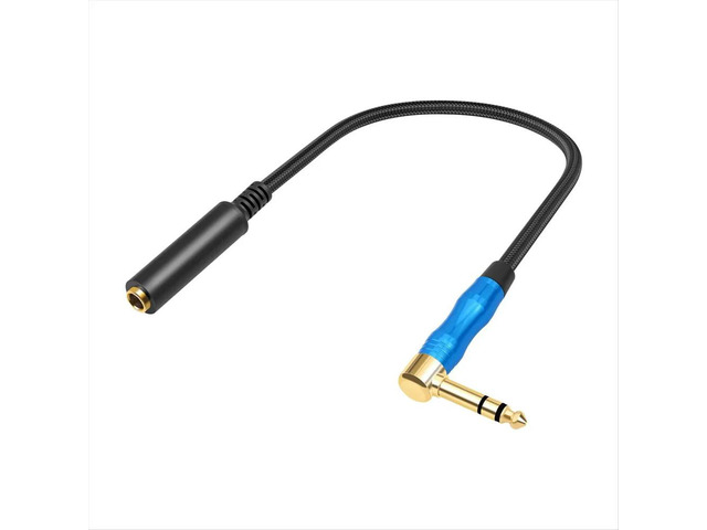 Right Angle 6.35mm TRS Stereo Male to Female Audio Cable,Guitar Extension Cable Cord for Amplifiers,Headphone 100cm