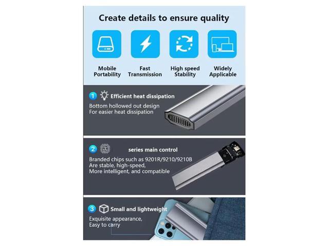 M11 Toolless M.2 SSD Hard Drive Case NVME/NGFF 10Gbp Type-C 3.1 Solid State Drive Enclosure for Expansion