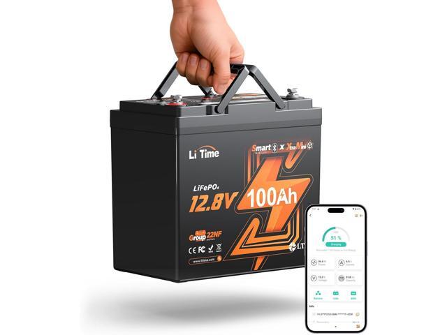 Litime 12V 100Ah Xtra Mini LiFePO4 Battery Bluetooth, Up to 15000 Deep Cycle Lithium Battey, Built-in 100A BMS & Low Temp Protection, Perfect for.