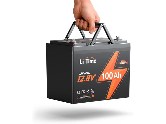 LiTime 12v 100Ah RV & Marine LiFePO4 Battery, 12 Vlot Group 24 Lithium Battery, Up to 15000 Deep Cycles, Built-in 100A BMS, 1280wh Energy for Van,...