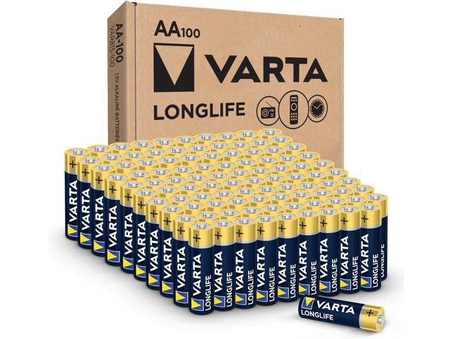 Varta Longlife AA Batteries (100 Pack), Alkaline Double A Battery