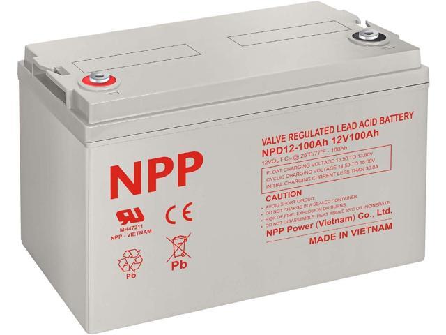 NPP 12V 100Ah Deep Cycle AGM Battery, Group 31 Sealed Lead Acid Rechargeable, T16A Terminal Replacement for UPS Backup, RV, Marine, Trolling Motor,.
