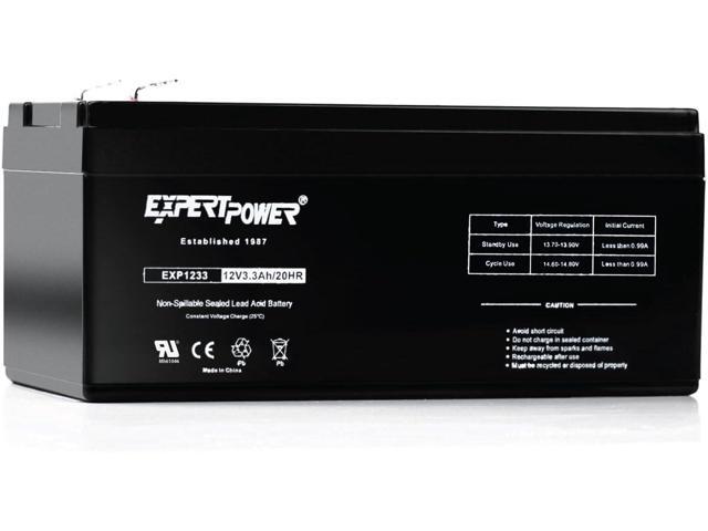 ExpertPower EXP1233-3.3Ah 12V Battery Sealed Lead Acid, Replacement for Back-UPS ES 350, BE350E, BE350C, BE350R, BE350U, 12 Volt Rechargeable UPS.