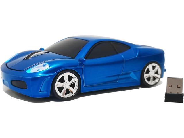 Wireless Car Mouse, Sport Car Shaped Mouse Mice for Computer, Laptop, PC, Mac with LED Light (Blue)