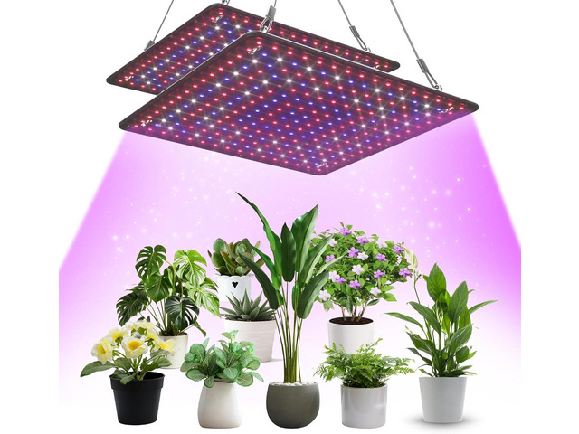 2 Pack LED Grow Light Panel 200W Lamp for Indoor Plants, Full Spectrum with White Blue Red UV IR LEDs for 4x4ft Coverage Grow Tent Greenhouse Veg...