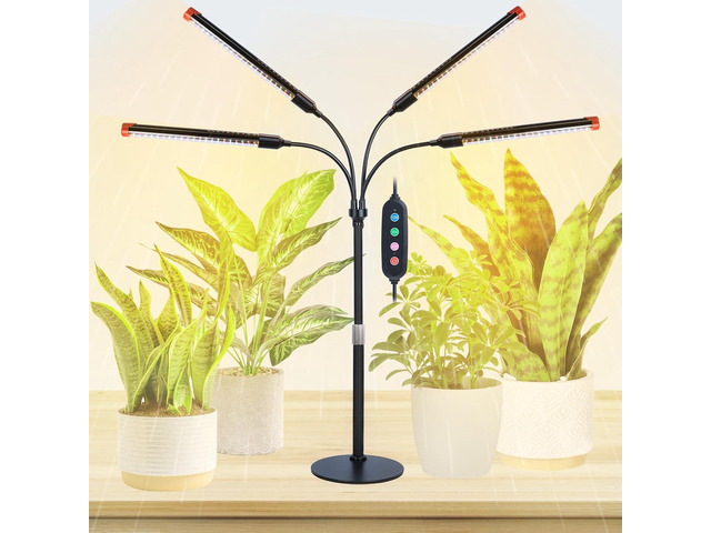 4Head Tabletop Grow Lights for Indoor Plants, Seed Starting, Bonsai, 4/8/12/16/20H Timer, 36 Watt Power Draw, NO Need Adapter, Bright and Big...