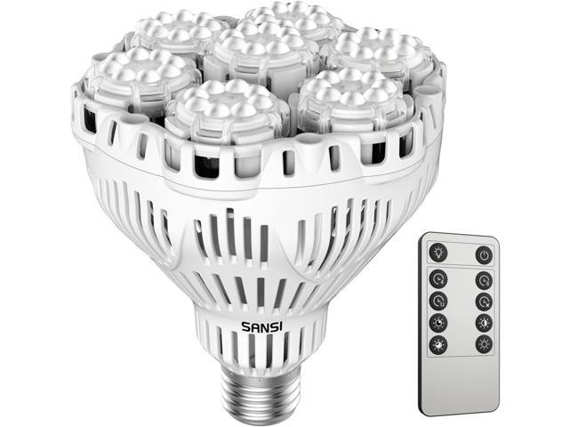 SANSI Dimmable Grow Light Bulb Full Spectrum, High PPFD 40W (600 Watt Equiv) with Remote, Auto On Off Timing 4 8 12 Hrs, Energy Saving Plant Light.