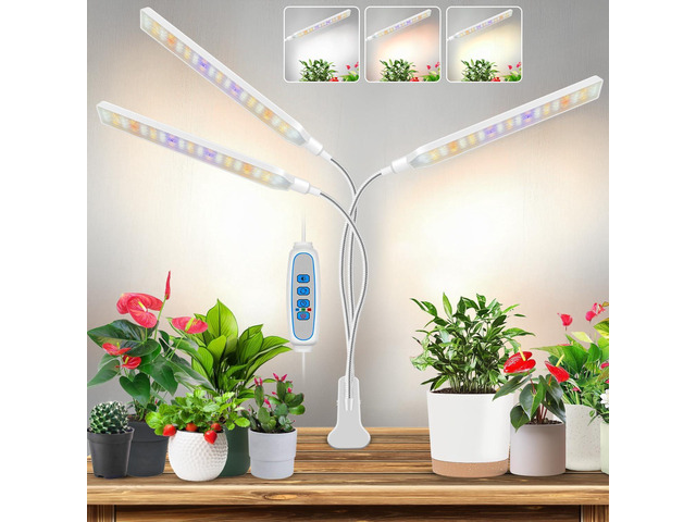 Kullinss White Grow Light, Clip On Plant Lights for Indoor Growing with 6/12/16H Timer, 3 Color Modes, DC Plug, 30W 171 LEDs Full Spectrum Plant...
