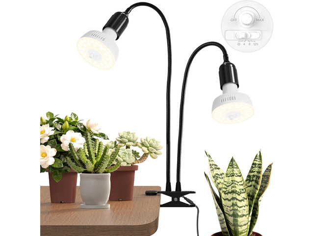 Barrina Orbgrow OG11A2 Clip On Grow Lights for Indoor Plants, Integrated Stepless Dimming & Timing, 4000K 22W(2 x 11W, 200 Watt Equiv), Full...