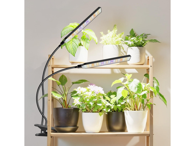Aumtrly Grow Lights for Indoor Plants, 2 Head 114 LED Full Spectrum Clip on Plant Lights for Indoor Growing with 6/12/16H Timer, 5 Dimming, 3 Light...