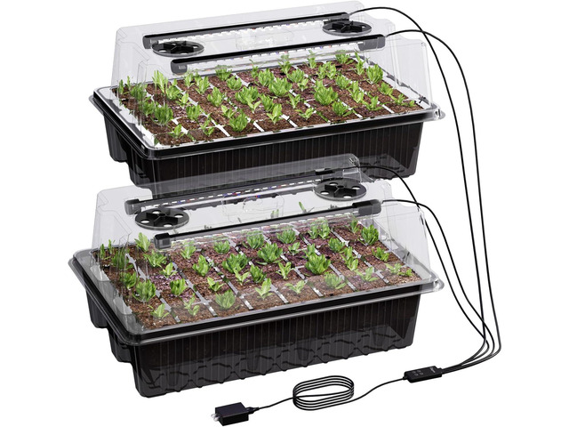 Patigrow 80-Cell Self-Watering Seed Starter Tray with Grow Light, Seed Starter Kit with 4.07 Humidity Dome, Indoor Seedling Starter Tray, Seed...