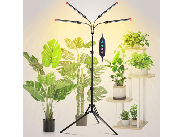 4Head Grow Light with Stand, Grow Lights for Indoor Tall Plants, Bonsai Tree, 4/8/12/16/20H Timer, 36 Watt Power Draw, NO Need Adapter, Bright and...