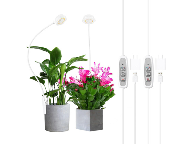 Indoor Small Plant Growth Lights, Pot Clip Grow Lights, LED Full Spectrum, Grow Lamps with 4 Brightness Levels, Auto Timer 6/12/ 16 Hrs for...