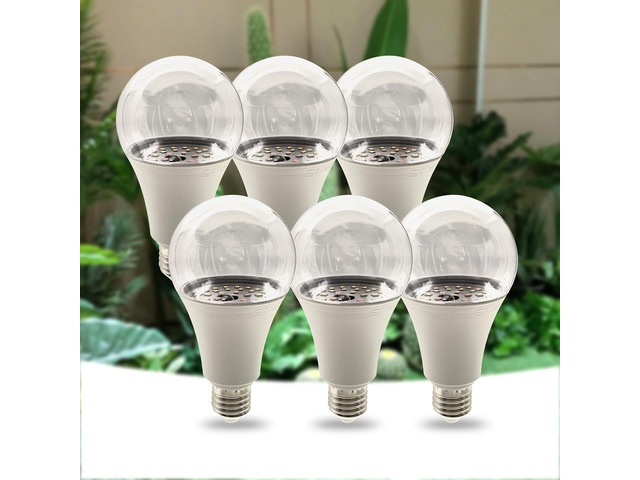 A25 LED Grow Light Bulb - 15W (150W Equivalent), Full Spectrum, E26 Base for Indoor and Outdoor Plants - Plus Size Bulb (6-Pack)
