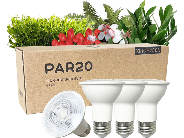 Full Spectrum 7W PAR20 E26 Base Grow Light Bulbs, Indoor Plants Seeds Greens Vegs Microgreens High PPFD, Efficient Light Cast, Energy Saving, LED...
