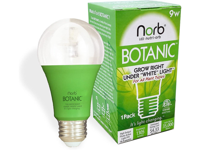Norb NorbBOTANIC A19 LED Grow Light Full-Spectrum 9W Plant Light, Mimics Sunlight for Seed Germination, Optimal Indoor Plant Growth, Herbs,...