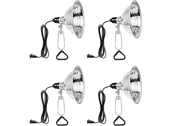 Simple Deluxe Clamp Lamp Light 150 Watt with 8.5 Inch Aluminum Reflector (no Bulb Included), 6 Feet Cord, 4 Pack, Black