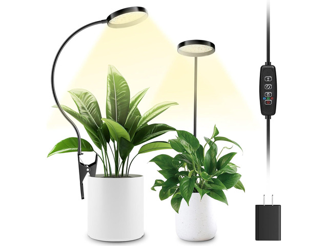 LED Grow Light, Clip On Plant Lights for Indoor Growing with 3,6,12 H Timer, 10 Dimmable Levels Grow Lights for Indoor Plants Full Spectrum, for...