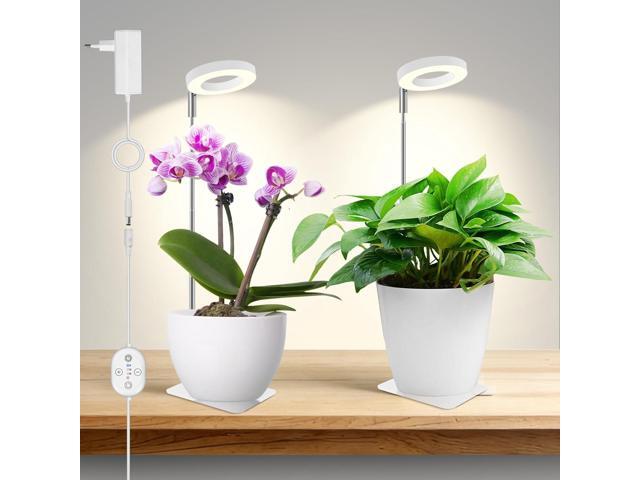 Plant Lights for Indoor Growing 12V, 660nm-Enhanced Full Spectrum, Small Halo LED Grow Light with Under-Pot Base, Grow Lamp with Timer & Dimming,...