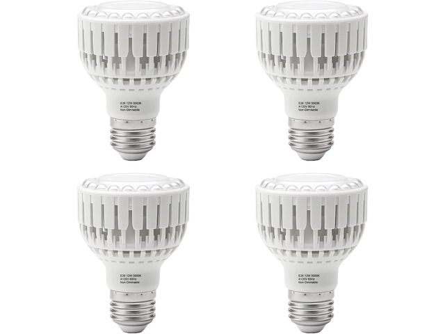 GooingTop LED Grow Bulb,12W (80Watts Equiv) 5000K White Full Spectrum Plant Light for Indoor Plant Growing,Super Bright & High Output,4 Pack