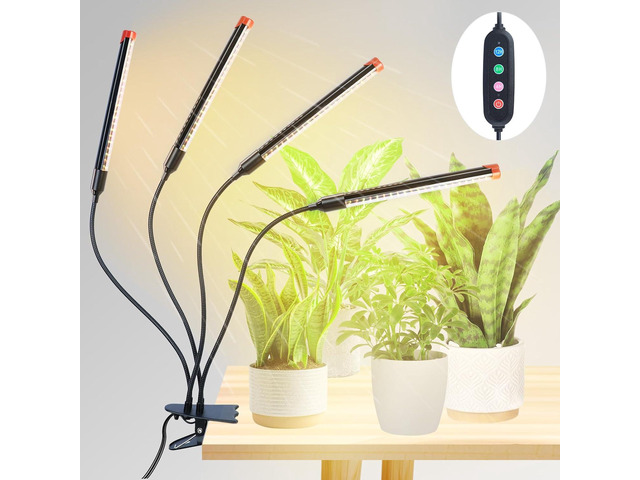 4Head Strong Clip Grow Lights for Indoor Plants, Seed Starting, Bonsai, 4/8/12/16/20H Timer, 36 Watt Power Draw, NO Need Adapter, Bright and Big...