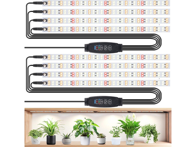 LBW Full Spectrum Grow Light Strip - Indoor Plant Grow Lights with 10 Brightness Levels & Timer (4/8/12 Hours), 480 LED Grow Lights, 2 Pack