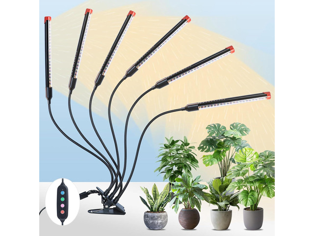 FECiDA Gamechanger 2026 54 Watt Power Draw, NO Need Adapter, 6Head Strong Clip Grow Lights for Indoor Plants with 4/8/12/16/20H Timer, LED Plant...