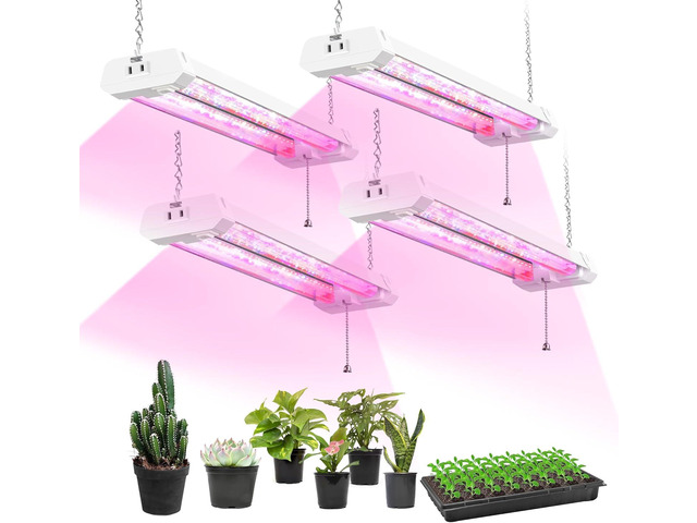 Hlite 4 Pack 16inch Adjustable Full Spectrum Plant Growing Lamps- Linkable Grow Lights for Indoor Plants Plug and Hanging Design with On/Off Switch...