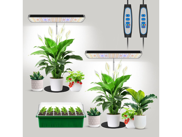 Aumtrly Grow Light, Full Spectrum Desktop Plant Lights for Indoor Growing Seedling 2 Pack, Large Area Lighting LED Grow Lamp with Base, Height...