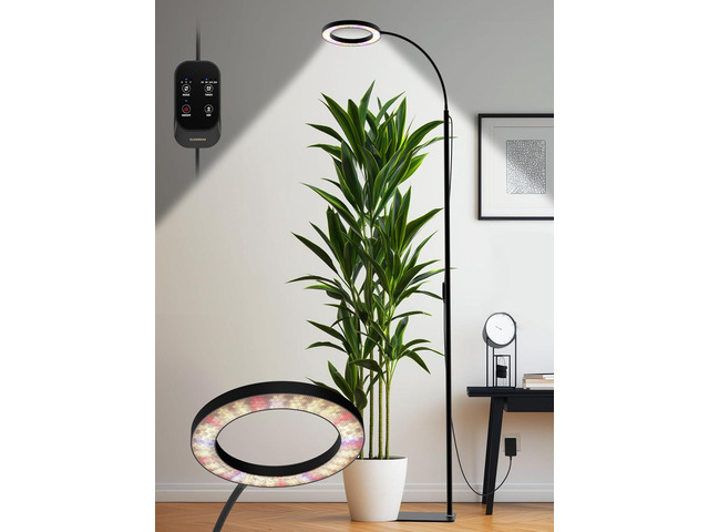 GLOWRIUM Grow Lights for Indoor Plants, Full Spectrum LED Grow Light, Stepless Dimming,3 Lighting Mode and Adjustable Height, Plant Light with...