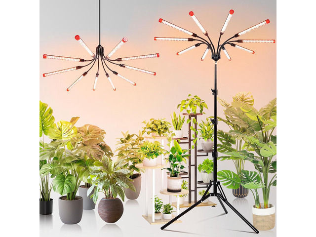 FECiDA Gamechanger! 90 Watt Power Draw, NO Need Adapter, 10Head Grow Light with Tripod Stand, 2026 Big Coverage LED Grow Lights for Indoor Tall...