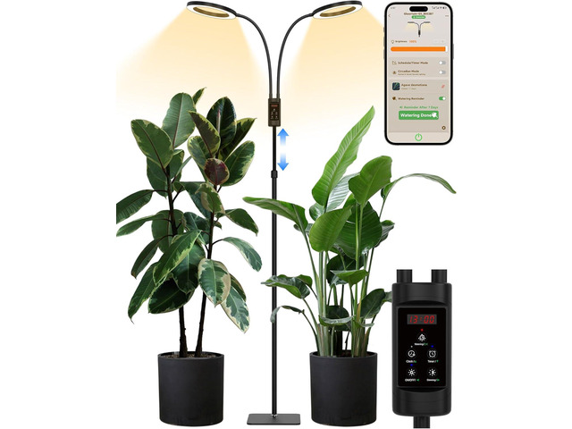 GLOWRIUM Smart Grow Lights for Indoor Plants, 48W Full Spectrum Plant Lights with Bluetooth App, Adjustable Height 47-70.9', Auto Timer, Indoor...