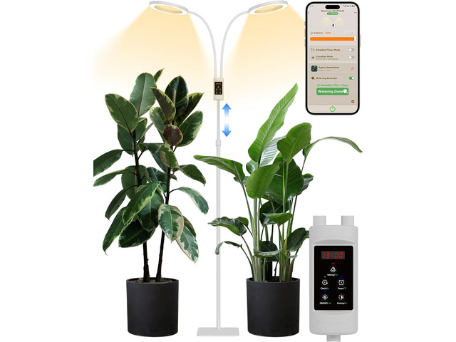 GLOWRIUM Smart Grow Lights for Indoor Plants, 48W Full Spectrum Plant Lights with Bluetooth App, Adjustable Height 47-70.9', Auto Timer, Indoor...