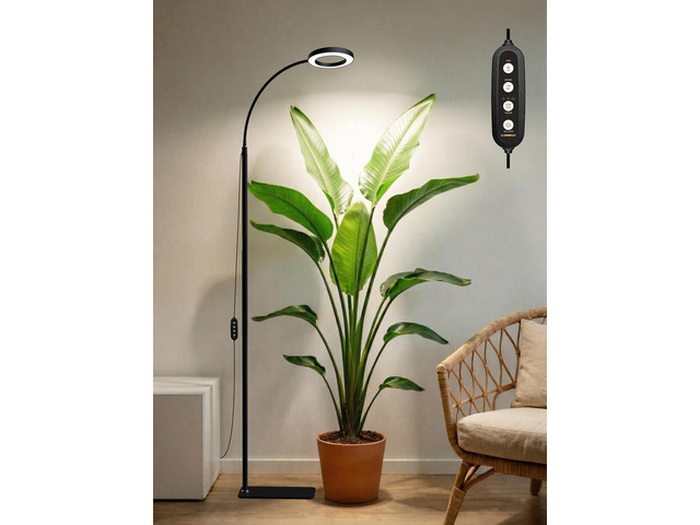 GLOWRIUM Grow Lights for Indoor Plants,20W Full Spectrum LED Plant Light with Stand,Adjustable Height,3/9/12H Timer,6 Dimmable Levels & 3 Lighting...