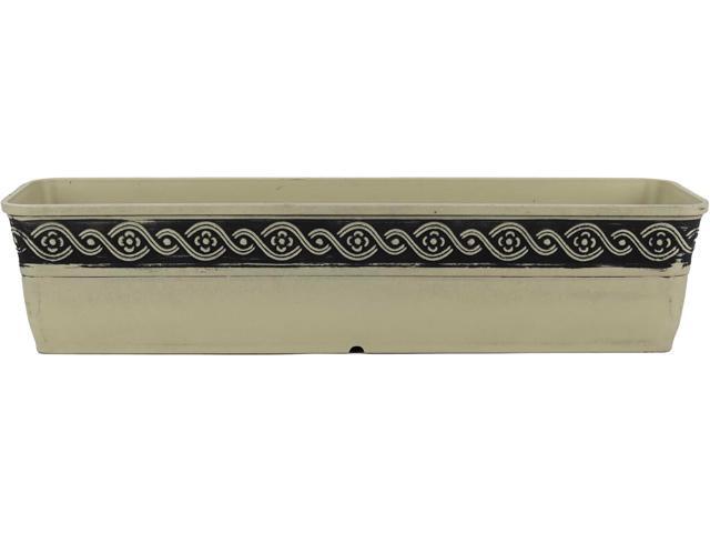 Classic Home and Garden Corinthian Resin Flower Pot Rectangle Planter, Concrete Grey, 18'