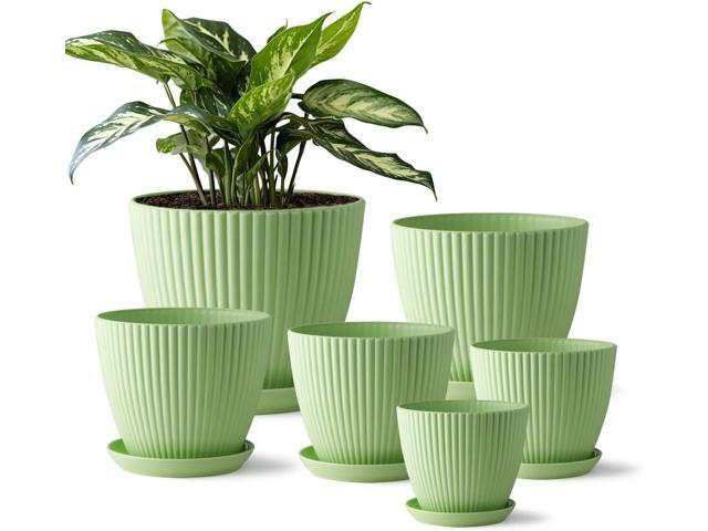 RooTrimmer 7.5/6.5/5.5/4.9/4.2/3.5 Inch Plant Pots with Saucers & Drain Holes - Indoor/Outdoor Flower Pots for Succulents, Herbs, Cactus - Modern.