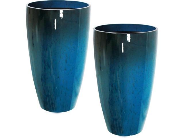 2 Packs 21 inch Tall Planter, Indoor Outdoor Round Planter for Porch, Large Plant Pot with Drainage Hole for Home Garden Front Door, Modern.