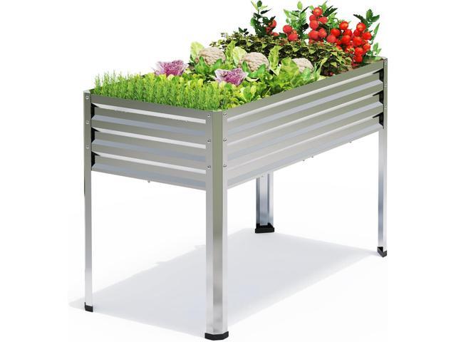 Galvanized Raised Garden Bed with Legs, 48 gallons, 48'x24'x32' Large Metal Elevated Planter Boxes with Drainage Holes,for Vegetables, Flowers,...