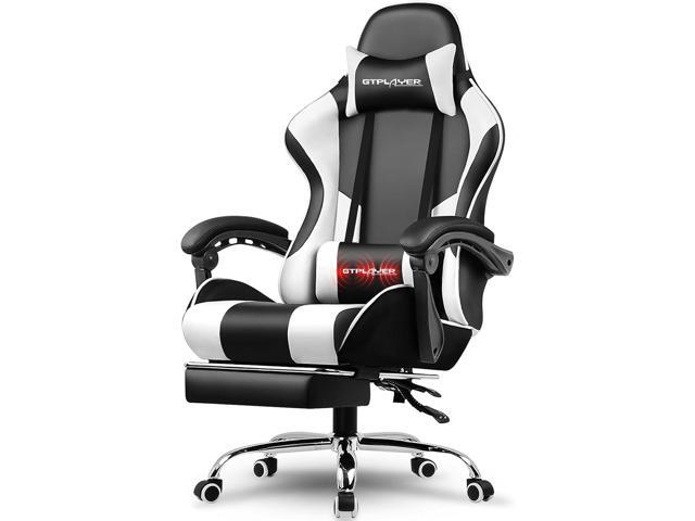 GTPLAYER Gaming Chair, Computer Chair with Footrest and Lumbar Support, Height Adjustable Game Chair with 360°-Swivel Seat and Headrest and for...