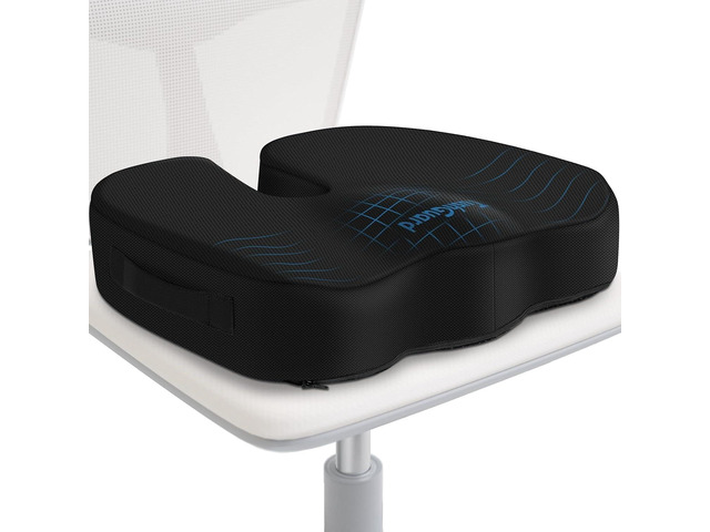 TushGuard Seat Cushion for Office Chair, Car, Memory Foam, Black Large For Back, Coccyx, Sciatica, Tailbone, Ergonomic Design, Non-Slip, Desk...