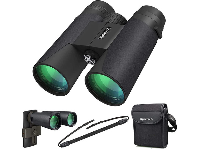 Kylietech 12x42 Binoculars BAK4 FMC Lens Waterproof Fogproof Phone Adapter 12x magnify, 42mm FMC lens & BAK4 prism, twist eyecups, Anti-slip Grip...