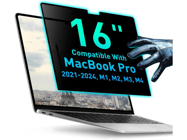 Magnetic Privacy Screen Compatible with MacBook Pro 16' 2021, 2022, 2023, 2024, M1, M2, M3, M4 Anti-Blue Light Laptop Screen Protector Filter Blue...