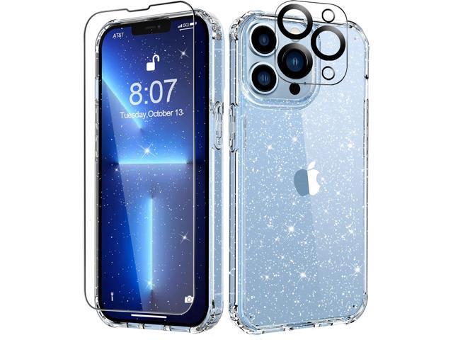 MIODIK for iPhone 13 Pro Case Clear Glitter Design, Sparkle Clear with Screen Protector + Camera Lens Protector, Protective Shockproof Phone...