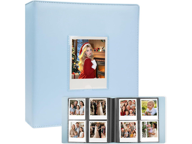 Veicevol 256-Pocket Album for Polaroid i-Type, 600 & SX-70 Photos, Blue Designed for Fujifilm Instax Wide Photos, Water-Resistant PU Leather...