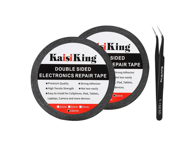 Kaisiking 5mm / 10mm x 50M Double Sided Adhesive Tape LCD Touch Screen Tape Phone Repair Tape with 1 Tweezers for Cell Phone, iPad, Tablets,...