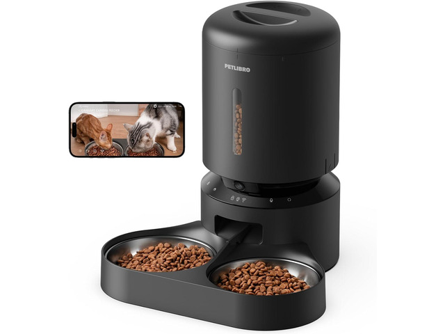 PETLIBRO Automatic Cat Feeder with Camera for Two Cats, 1080P HD Video with Night Vision, 5G WiFi Pet Feeder with 2-Way Audio for Cat & Dog, Low...