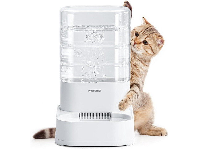 PAWGETHER Automatic Cat Water Dispenser with 1 Filter Gravity Water Bowl for Dogs, 1 Gallon/3.5L Dog Water Bowl Dispenser, Cat Waterer, Easy to Fill